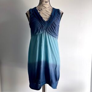 Jean Paul Gaultier Blue Ombre Sleeveless V-Neck Dress